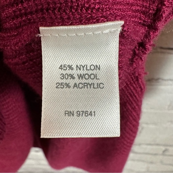 J. Jill Side Slit Wool Blend Tunic Sweater 3/4 Sleeves Longer Length Burgundy M - Picture 5 of 6